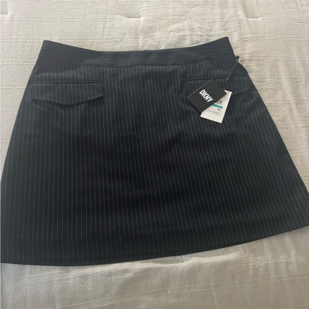 DKNY Charcoal Pinstripe Mini Skirt